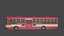 Low-Poly-Thai-Bus-Rot-Grün-Weiß-Farbmodell