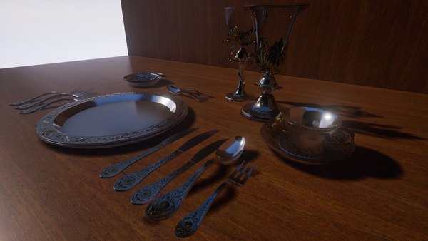 3d silverware set renaissance unreal