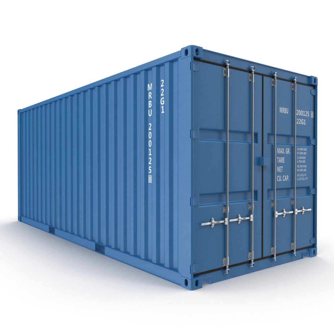 20 ft ISO Container Blue 3D Model preview