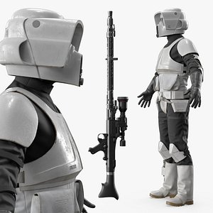 3D Star Wars Trooper Armor with Long Blaster Rifle Used model