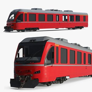 Single-Cab Diesel Locomotive with Passenger Body Red with Interior 3D