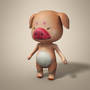 3D model pig cartoon