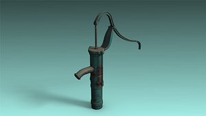 3D low-poly hand water pump model