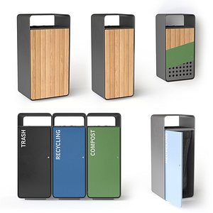 Artform Box Litter Bin Urn Set 3D model