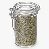 Unroasted Green Coffee Beans in a Glass Jar