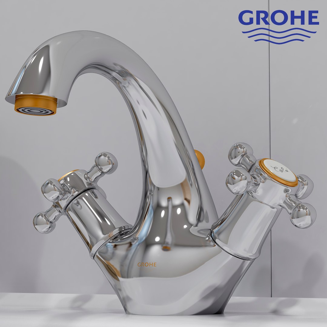 Robinet De Lavabo Grohe Sinfonia 21012AR0 - Double Commande - Nickel Satiné/or - Neuf