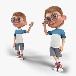 Cartoon Boy with Body Rig Hair-Fur CAT-Biped