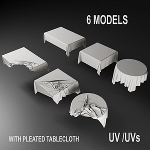 3D 6 Models with pleated tablecloth