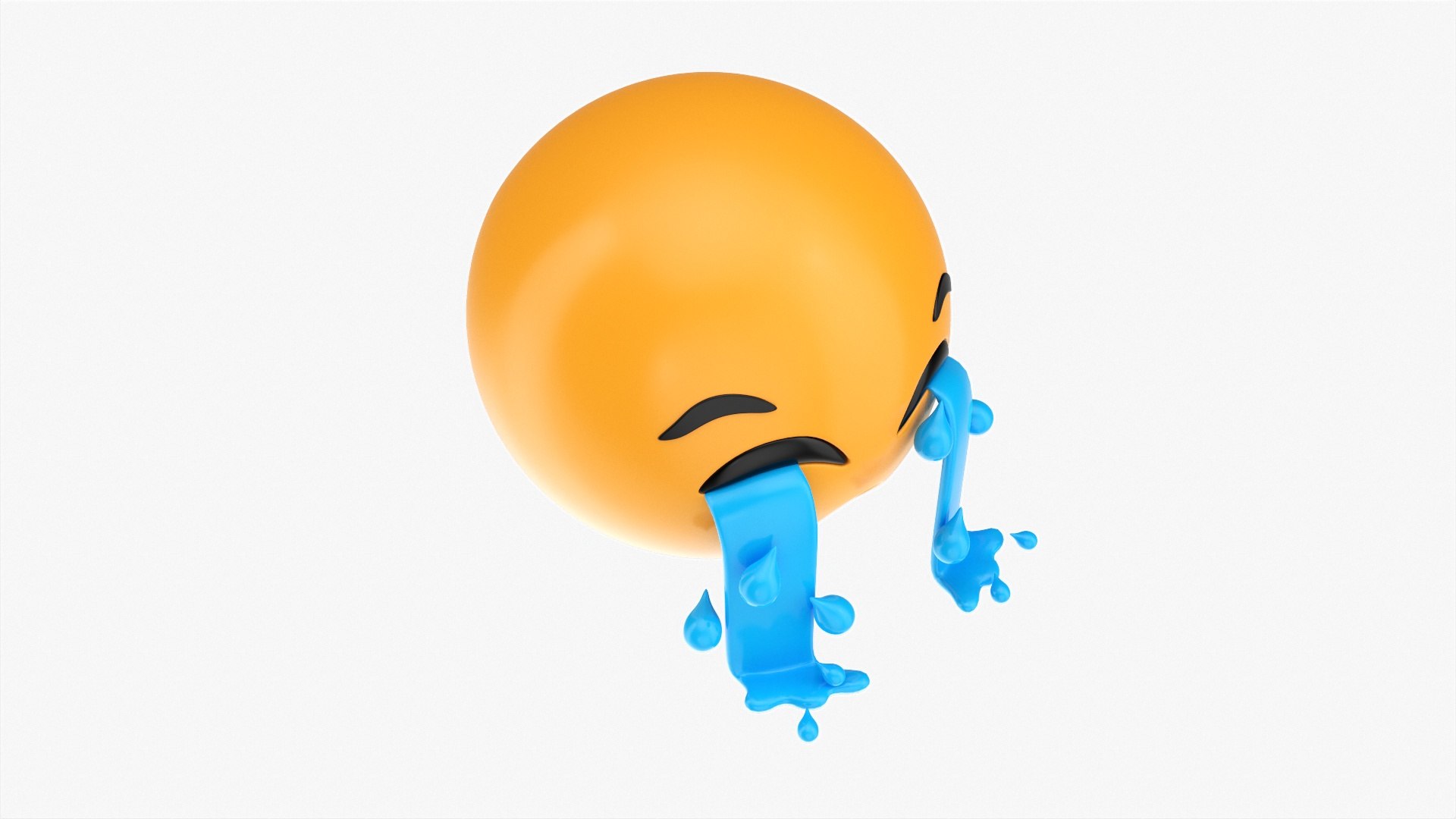 3d render of haunting, nightmarish, cursed crying emoji with realistic  details