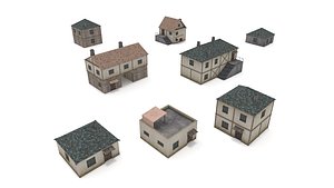 3D model pack medieval houses