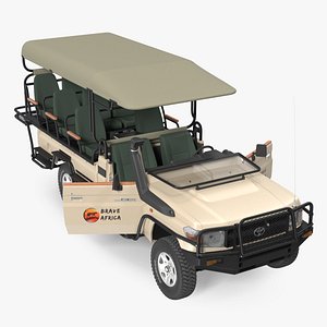 Toyota Land Cruiser Safari Open Sided Beige Clean Rigged 3D model