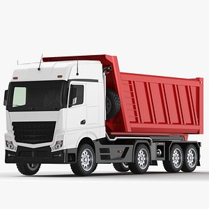 3D model Detailed Dump Truck Red