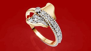 3D Butterfly Diamond Ring model