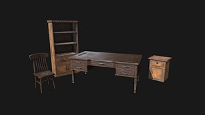 Low Poly Table Chair Cupboard Stand props