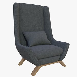 armchair fabric wood 3D model