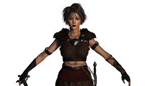 AAA 3D FANTASY FEMALE WARRIOR 02- HUMAN RIGGED CHARACTER 3D
