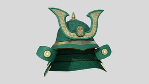 Samurai Helmet 03 Green Gold - Fantasy Character Design 3D model