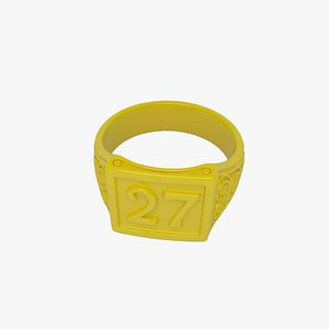 Bright Yellow Plastic Number 27 Ring