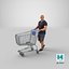 Arnold Casual Summer Walking Pose 02 With Shopping Cart 3D model