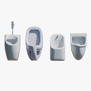 3D Wall Mounted Urinal Set model