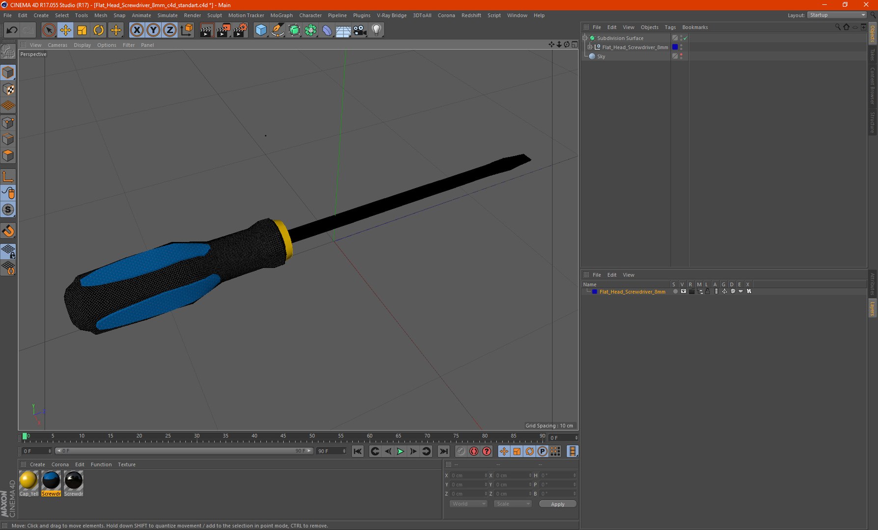 3D Model Flat Head Screwdriver 7mm - TurboSquid 2031813