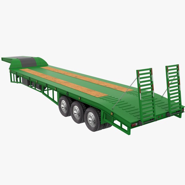 3D Lowboy Trailer - Green