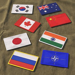 3D International Flag Patch Pack model