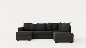 Crazy U Sofa Small Divan Left Including Envelope Cushions Dark model