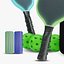 Zestaw do gry w Pickle Ball - paletka do gry w Pickle Ball - model 3D gotowy do renderowania w Blenderze i Cycles