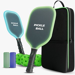 3D model Pickle Ball Set- Pickle Ball Paddle- 3D Model Ready to Render inside Blender and Cycles
