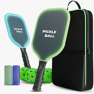 Pickle Ball Set- Pickle Ball Paddle- 3D Model Ready to Render inside Blender and Cycles