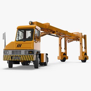 Terminal Container Carrier Truck Yellow Rigged for Cinema 4D model