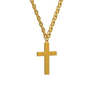 Gold Cross Chain Pendant 02 3D