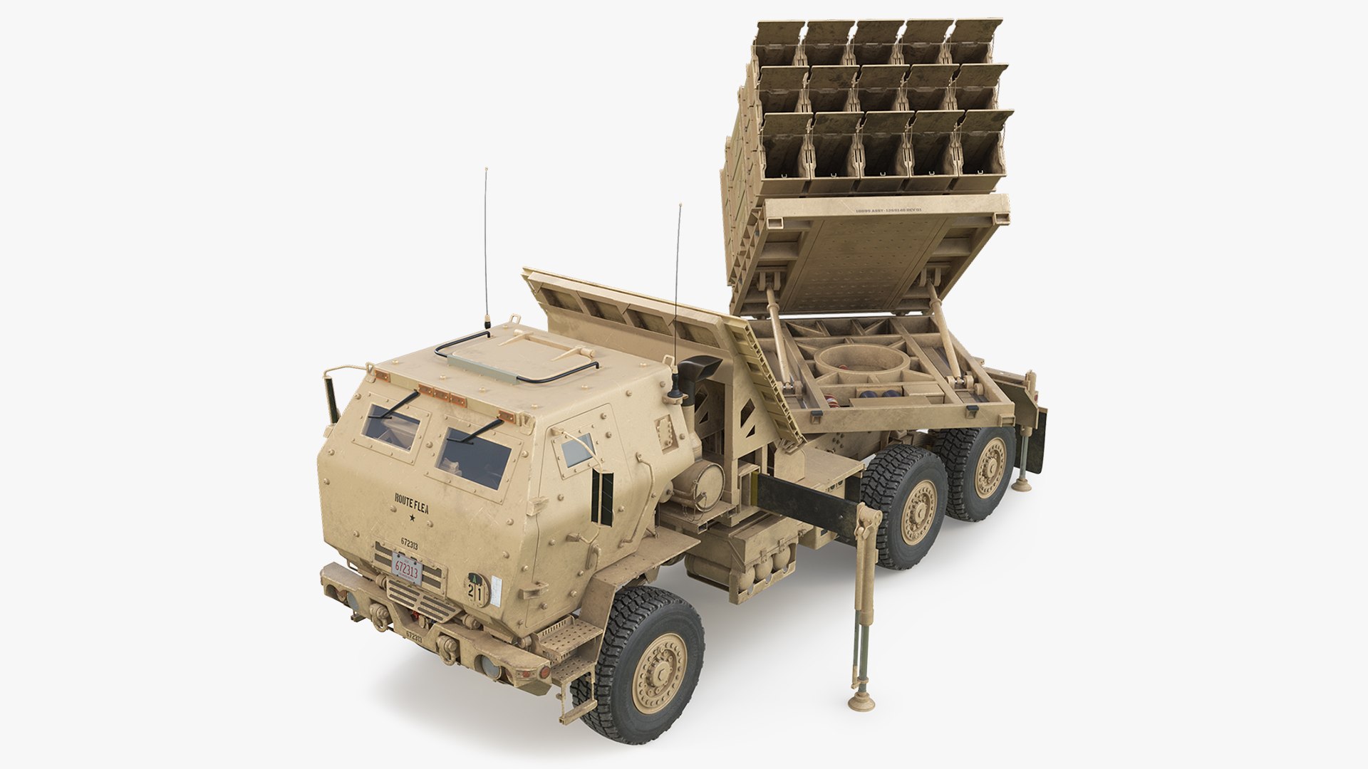 Multi Mission Launcher Vehicle Desert Rigged 3D model preview