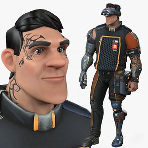 3D model Cartoon Rigged Fighter Man-Gilberto Character 3D Model