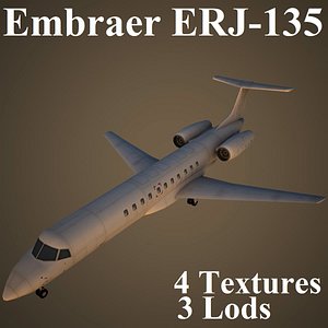embraer erj-135 low-poly 3d max