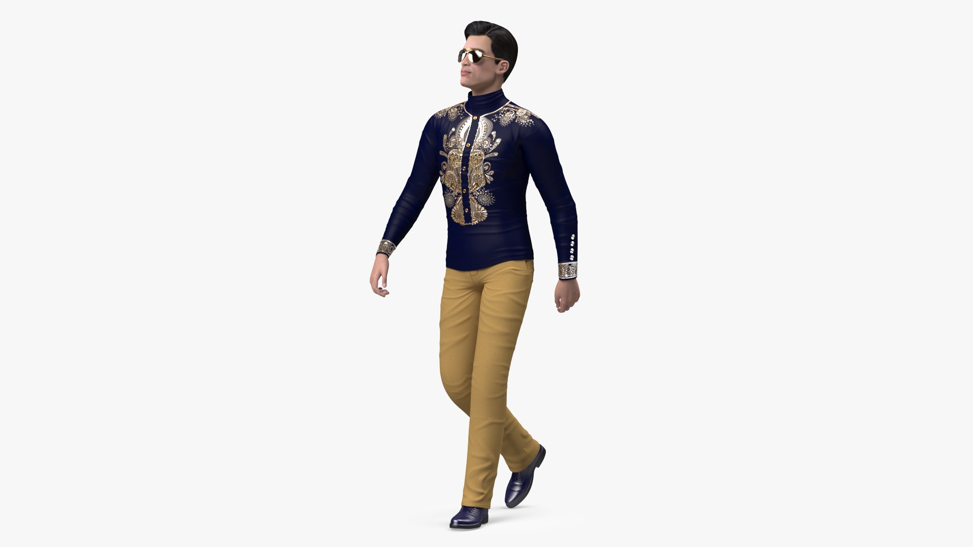 Asian Man Fashionable Style Walking Pose 3D model preview