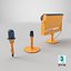 Runway Guidance Light Set with Beacons Yellow 3D model