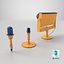 Runway Guidance Light Set with Beacons Yellow 3D model