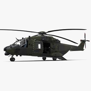 NH90 Military Transport Helicopter Green Camo with Interior 3D