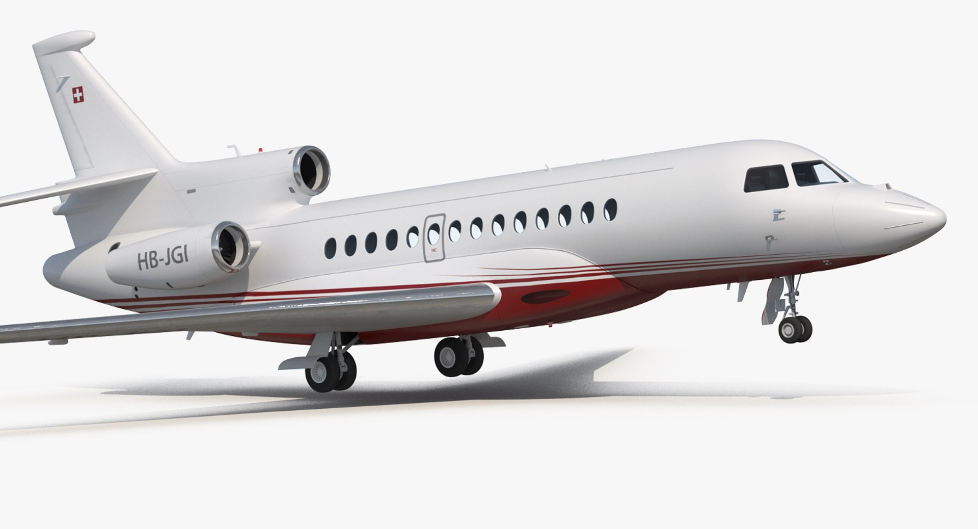Business Jet Dassault Falcon 7X Rigged 3D Model 3D model preview