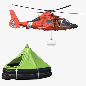 Eurocopter MH 65 Dolphin with Inflatable Life Raft and Characters