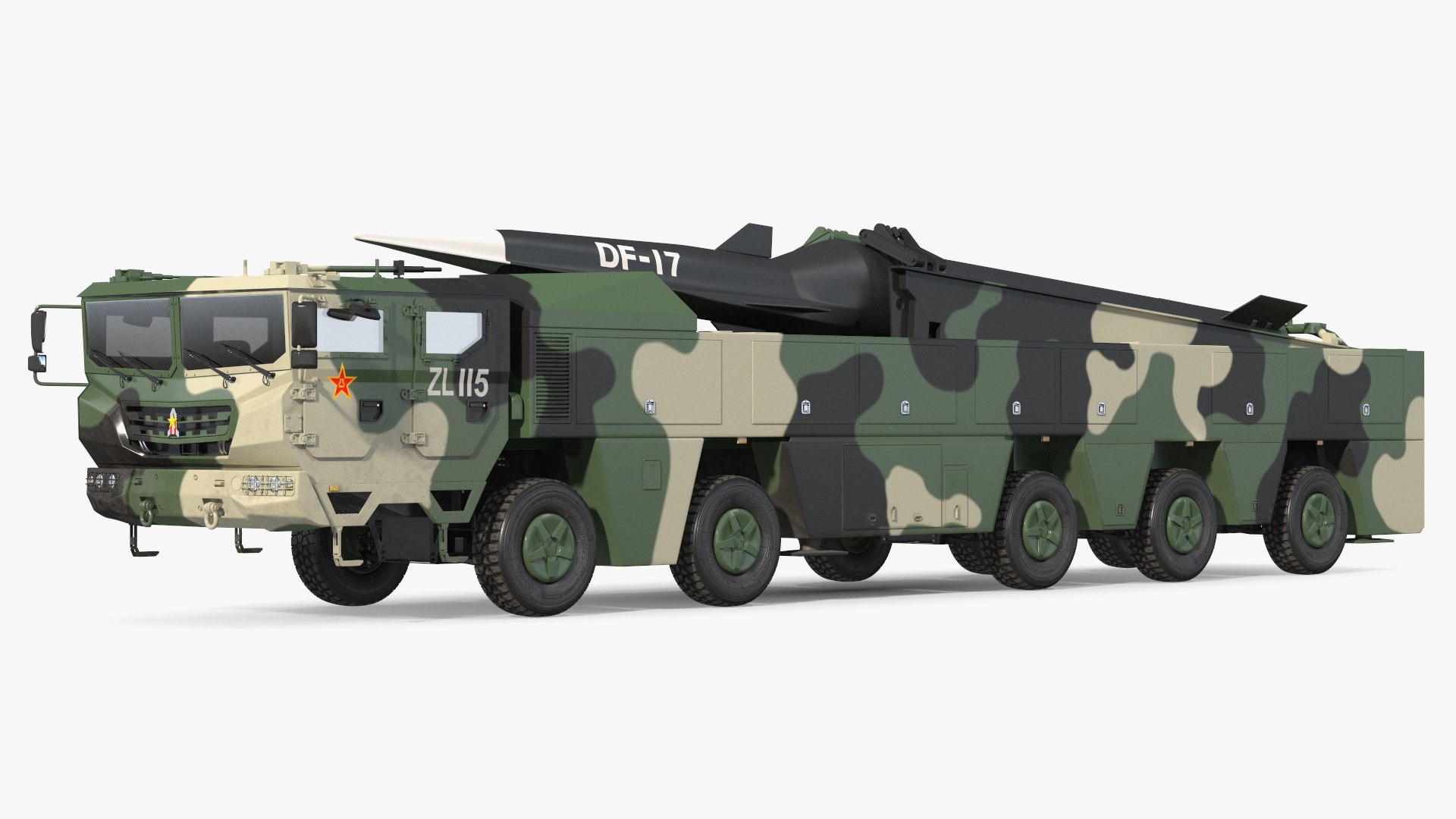DF-17 Missile on Road Mobile Vehicle 3D model preview
