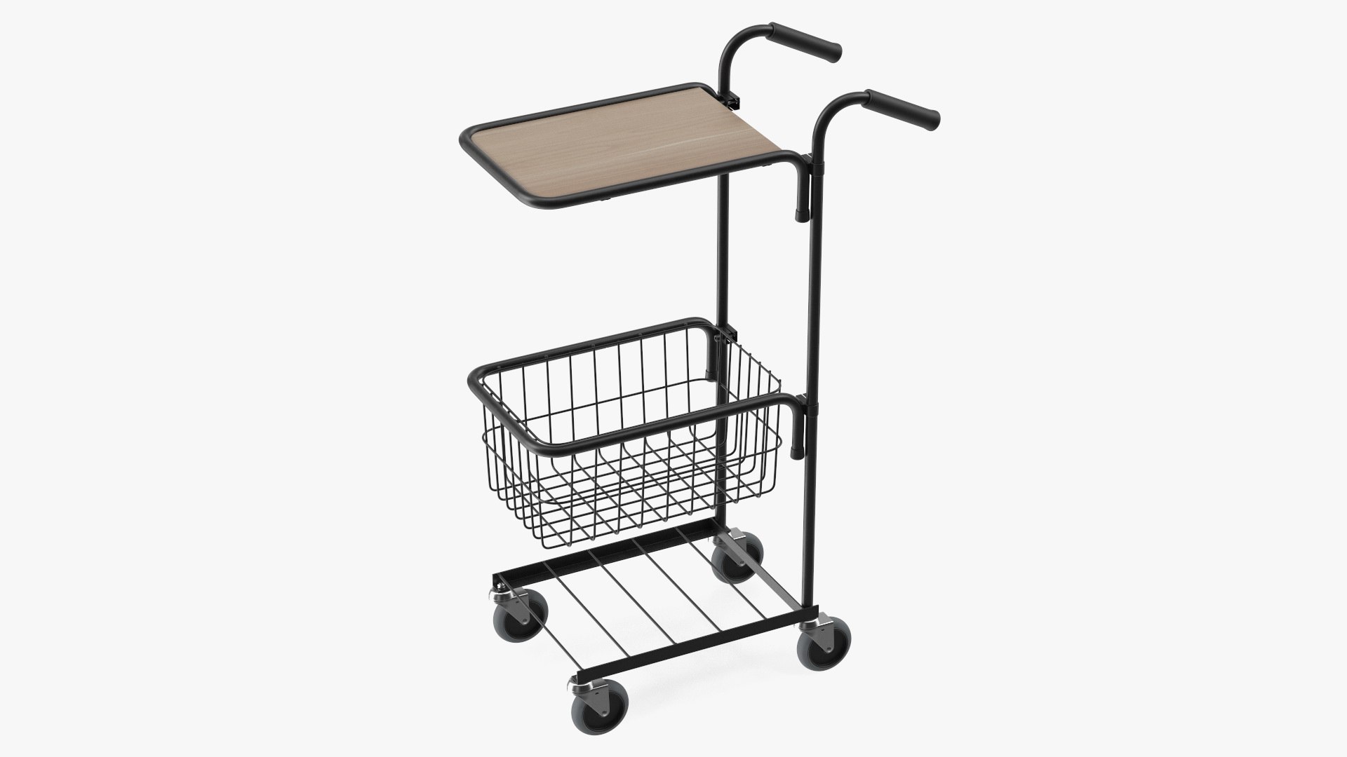 3D Mini Trolley With Shelf And Basket Black - TurboSquid 1971089