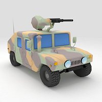 Cartoon HMMWV low-poly 3D model.