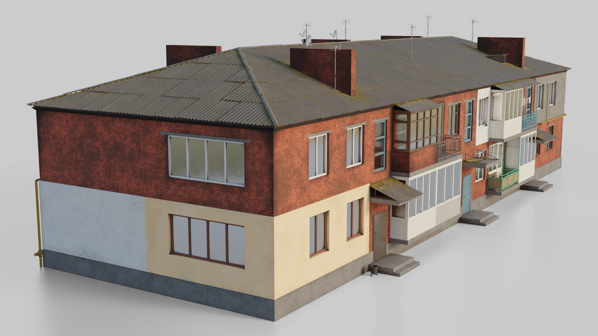 Photo inspiration: Industrial 2 Story Apartment Reference: Two Story Apartment Building 3D Model