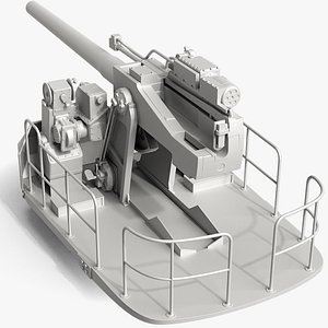 5-inch open mount naval cannon 3D model
