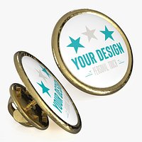 Round Metal Badge Lapel Pin with Clutch Golden