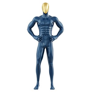 Sports male mannequin with golden mask 170 3D model
