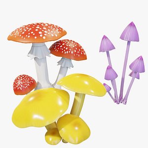 Bioluminescent Mushrooms Pack II - Amber Lantern Fly Agaric Violet Spire PBR